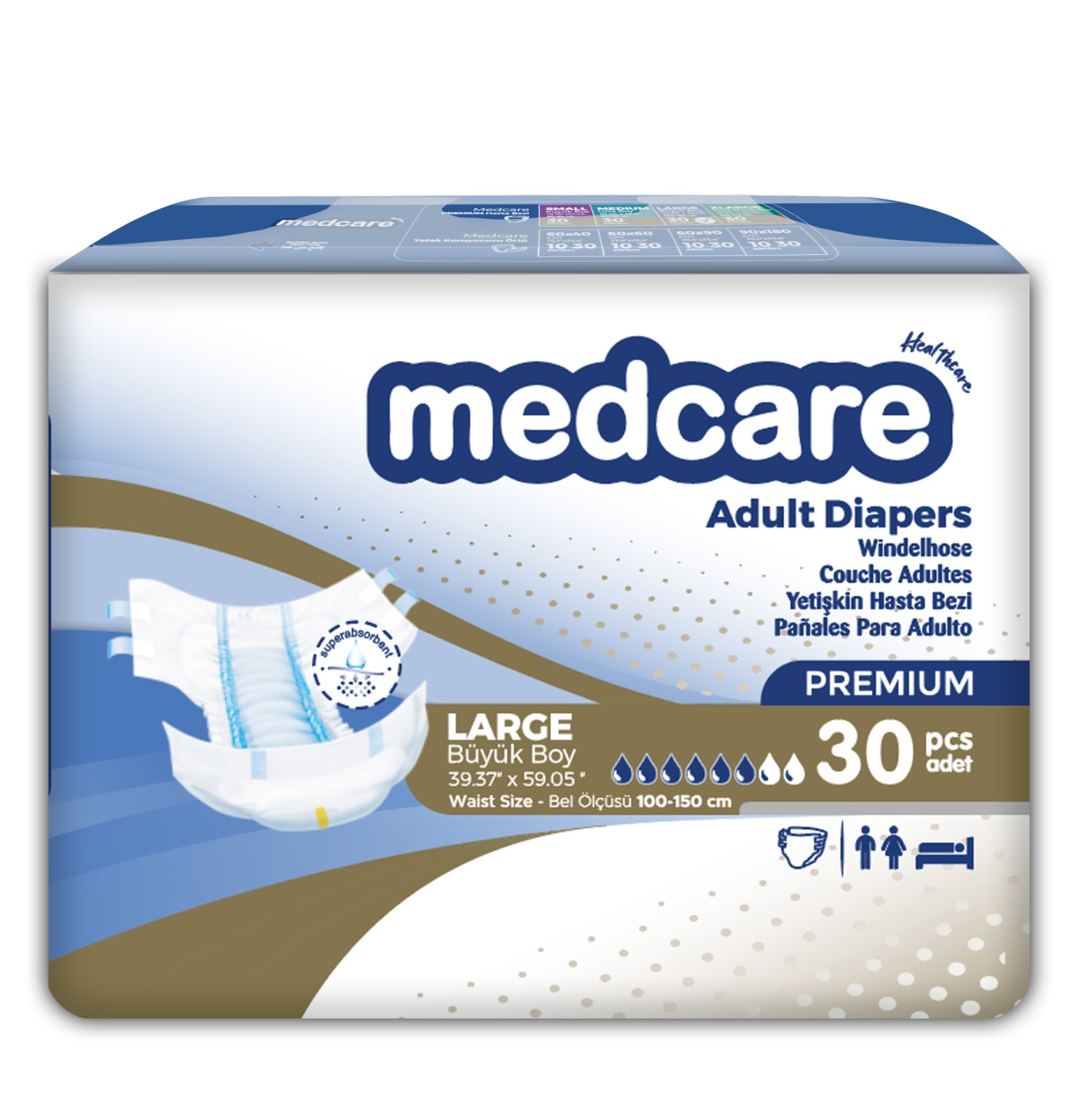 Підгузки для дорослих Medcare Premium Large (L), 30 шт